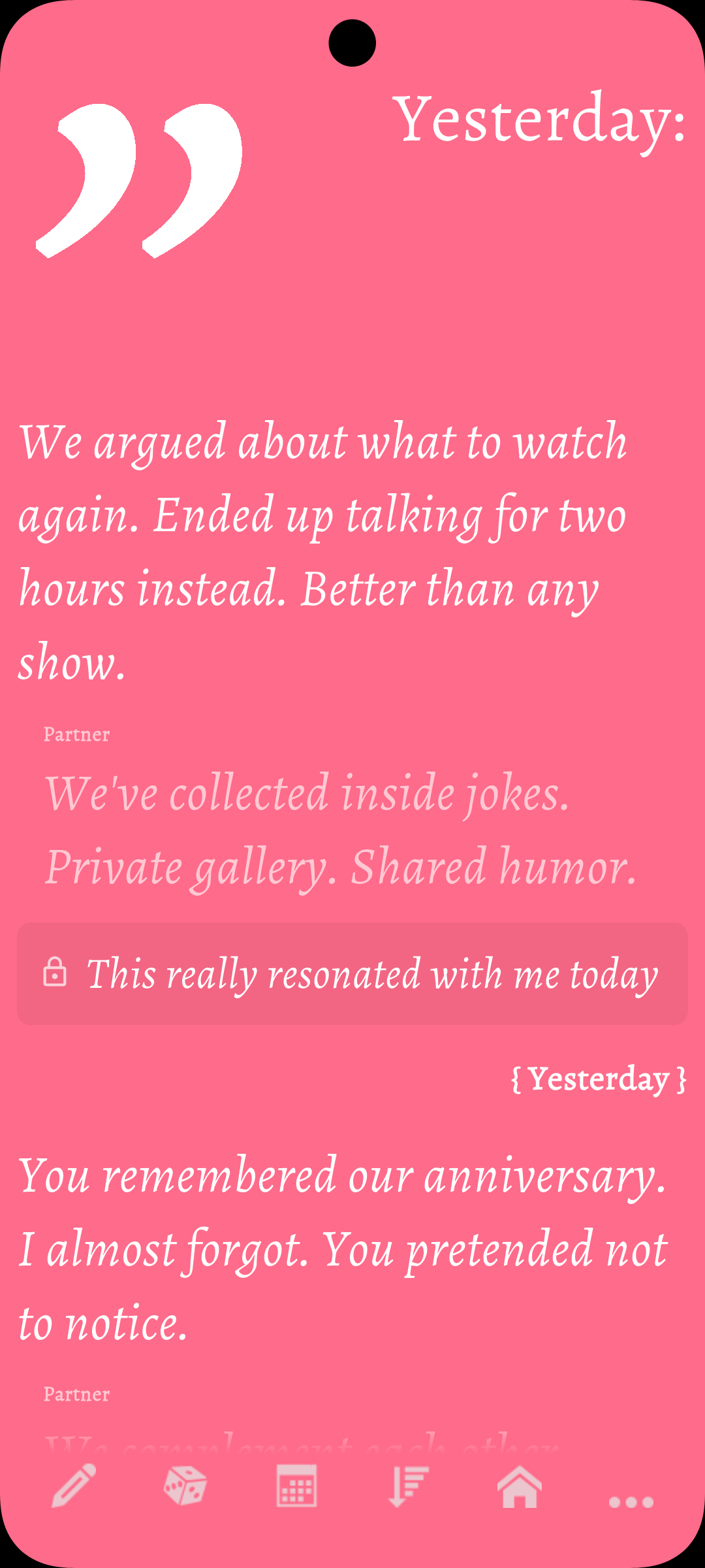Partner circle showing shared entries