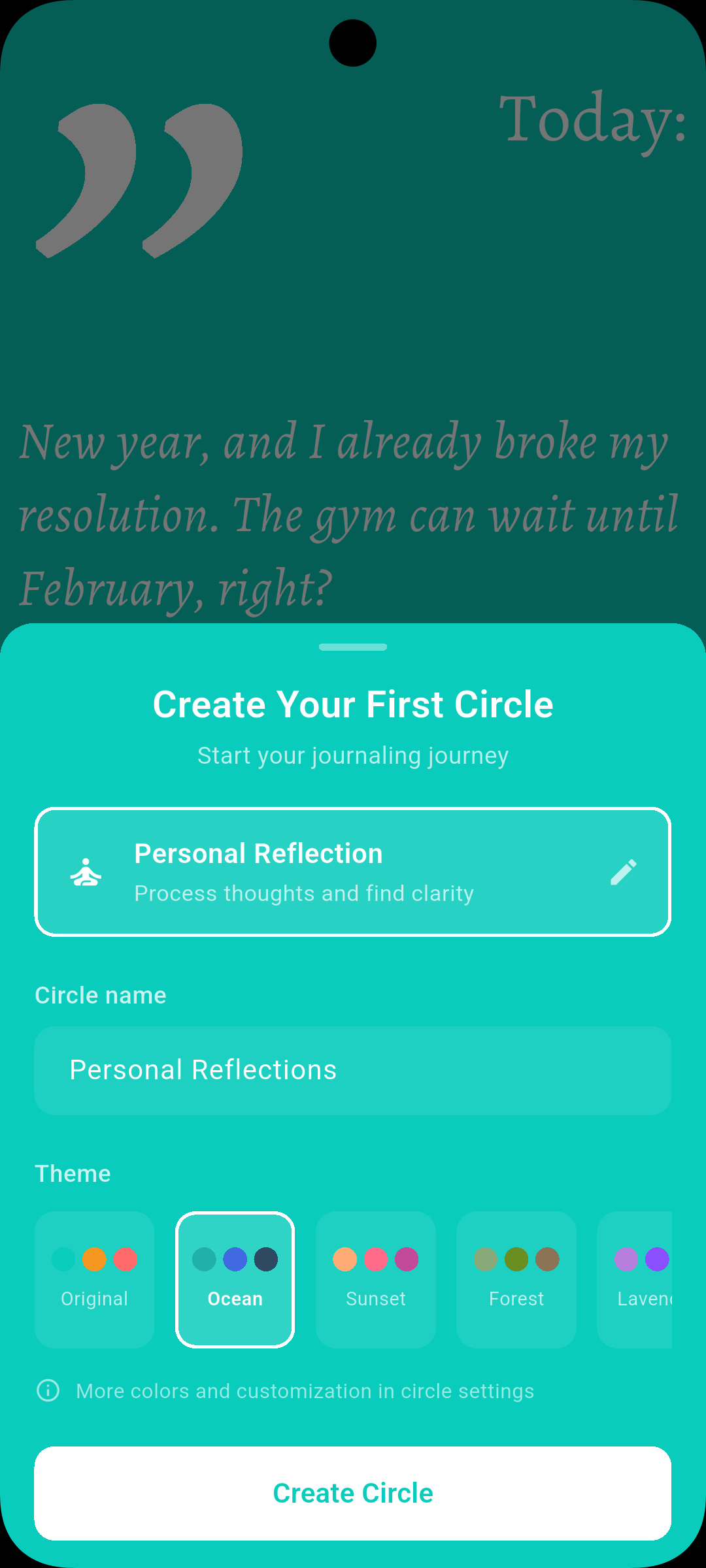 Theme selection screen