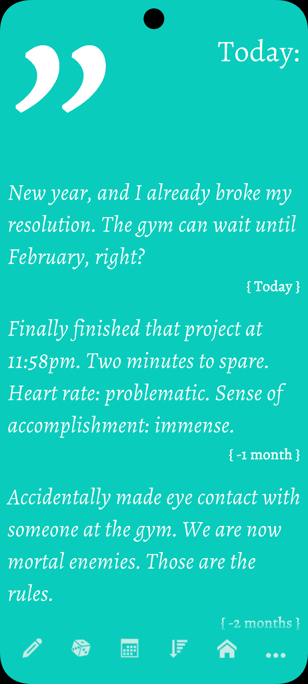 Sharing Me app showing daily thoughts