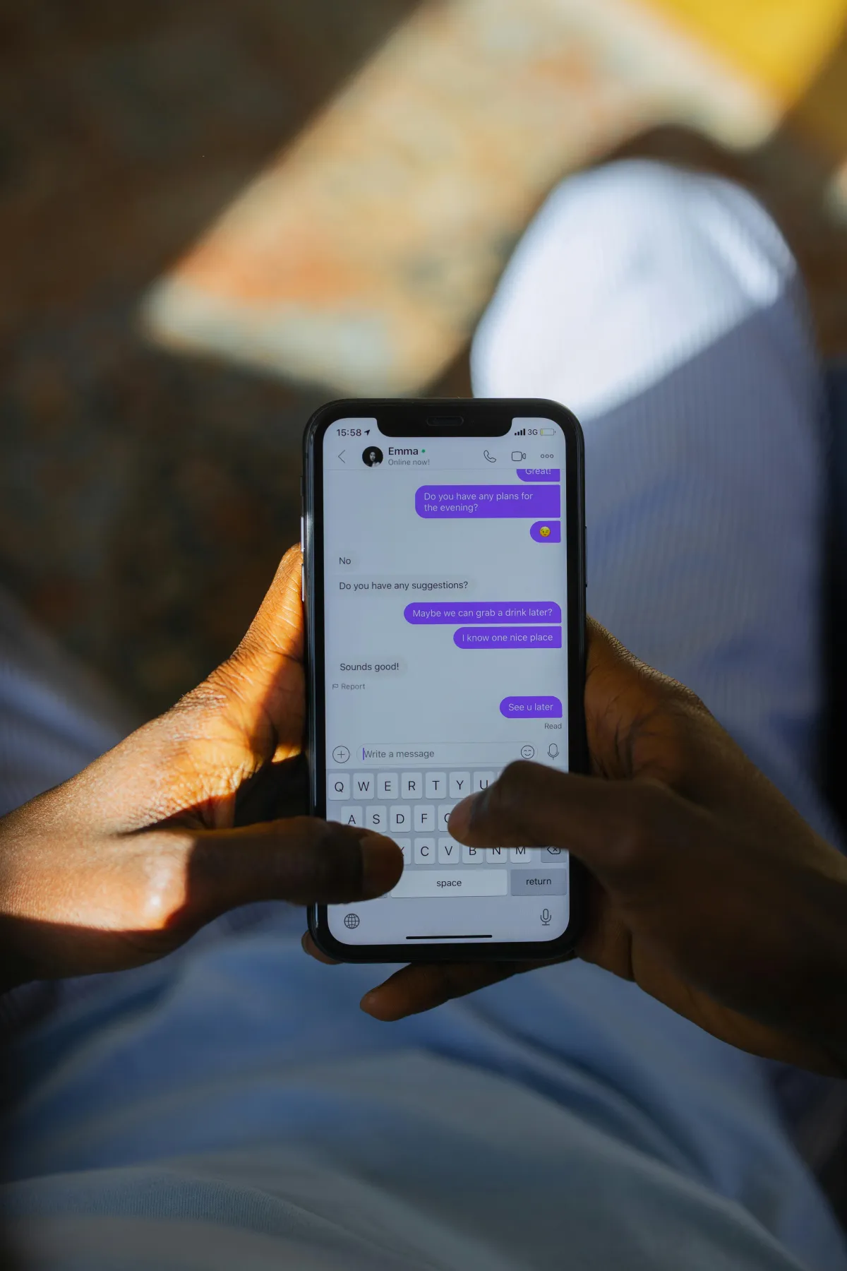 Phone showing a private messaging app, social media alternative relationship tool