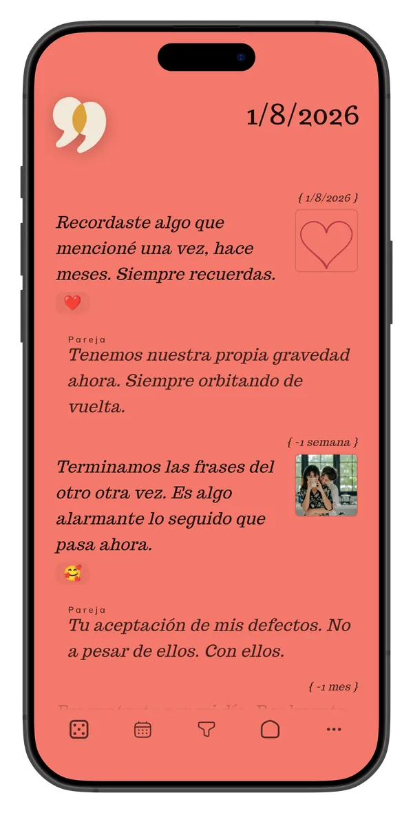 Reacciones con emoji en entradas diarias de un diario en pareja, Sharing Me 2.1
