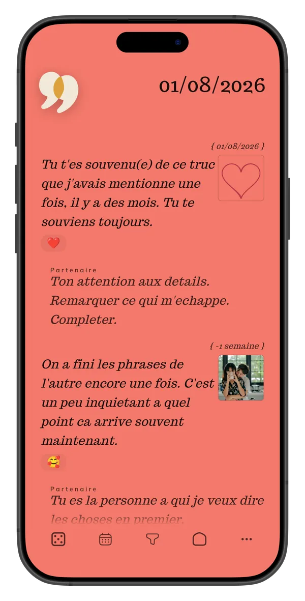 Réactions emoji sur des entrées de journal en couple, Sharing Me 2.1