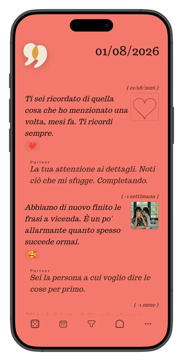 Reazioni emoji su voci giornaliere di un diario di coppia, Sharing Me 2.1